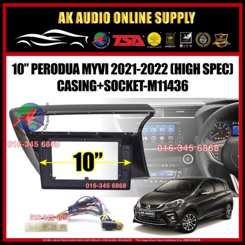 Perodua Myvi 2021 - 2022 ( High Spec With Reverse Camera Socket ) 10" Android Player Casing + Socket - M11436