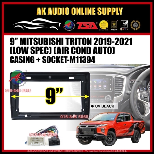 Mitsubishi Triton 2019 - 2021 ( Low Spec ) Auto Air Cond Android player  9" inch Casing + Socket - M11394