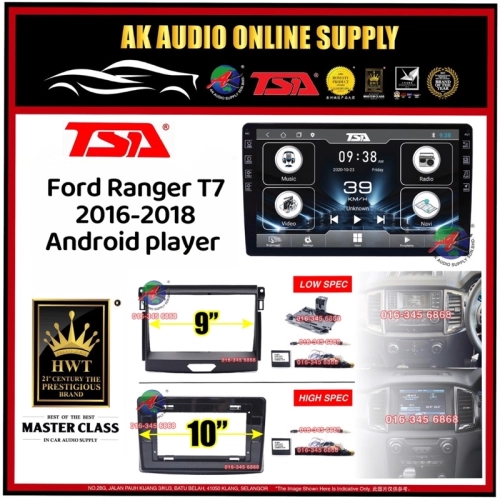 T5 DSP CarPlay◾ TSA Ford Ranger T7 2016 - 2018 Android 9'' / 10'' inch Android Car Player Monitor