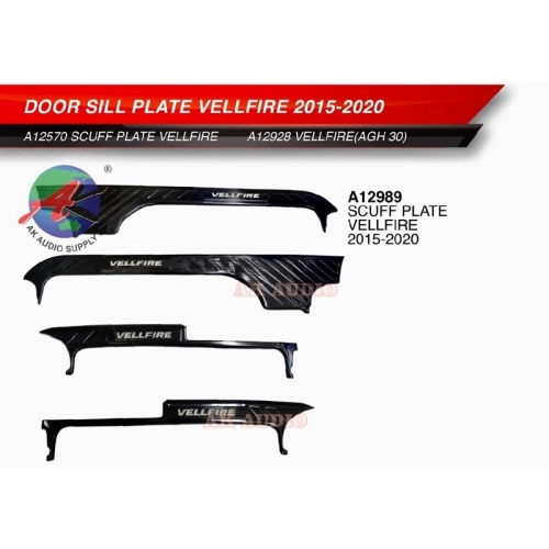 TOYOTA VELLFIRE AGH30 2015 -2020 SCUFF PLATE ( 4 PCS )- Silver & Smoke black