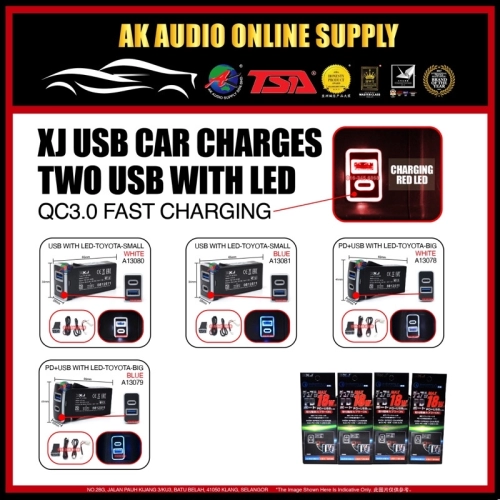 XJ Toyota Usb Car High Speed Charges TWO USB With Light Led