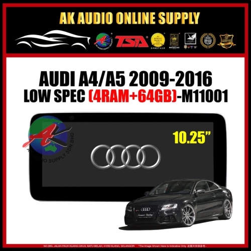 Audi A4 / A5 2009 - 2016 Android Player 10.25" Inch  4 Ram + 64GB  10115 Monitor 8 CORE