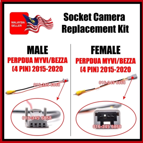 Perodua Myvi / Bezza 2015-2019 (4Pin) > Female & Male Socket Reverse Camera