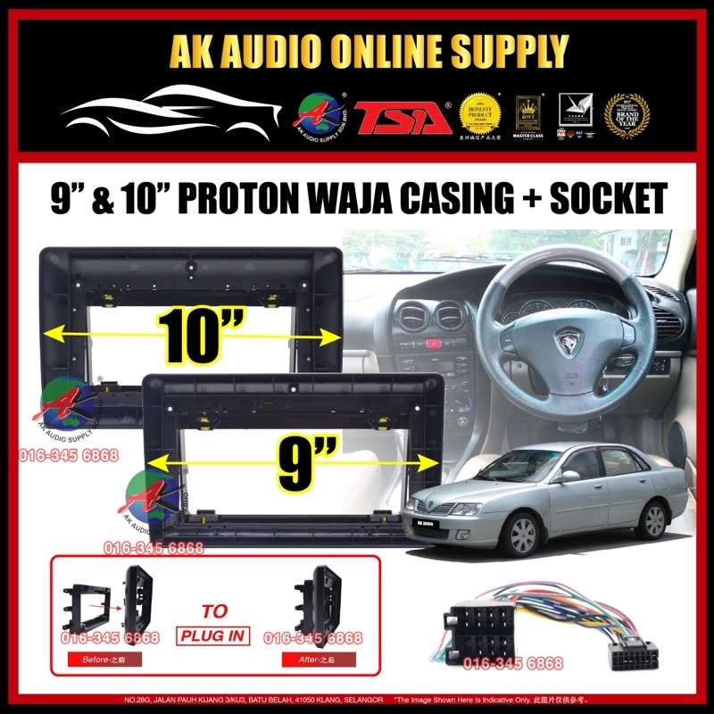 Proton Waja 2000 - 2011 Android Player 9" / 10" Inch Casing + Socket