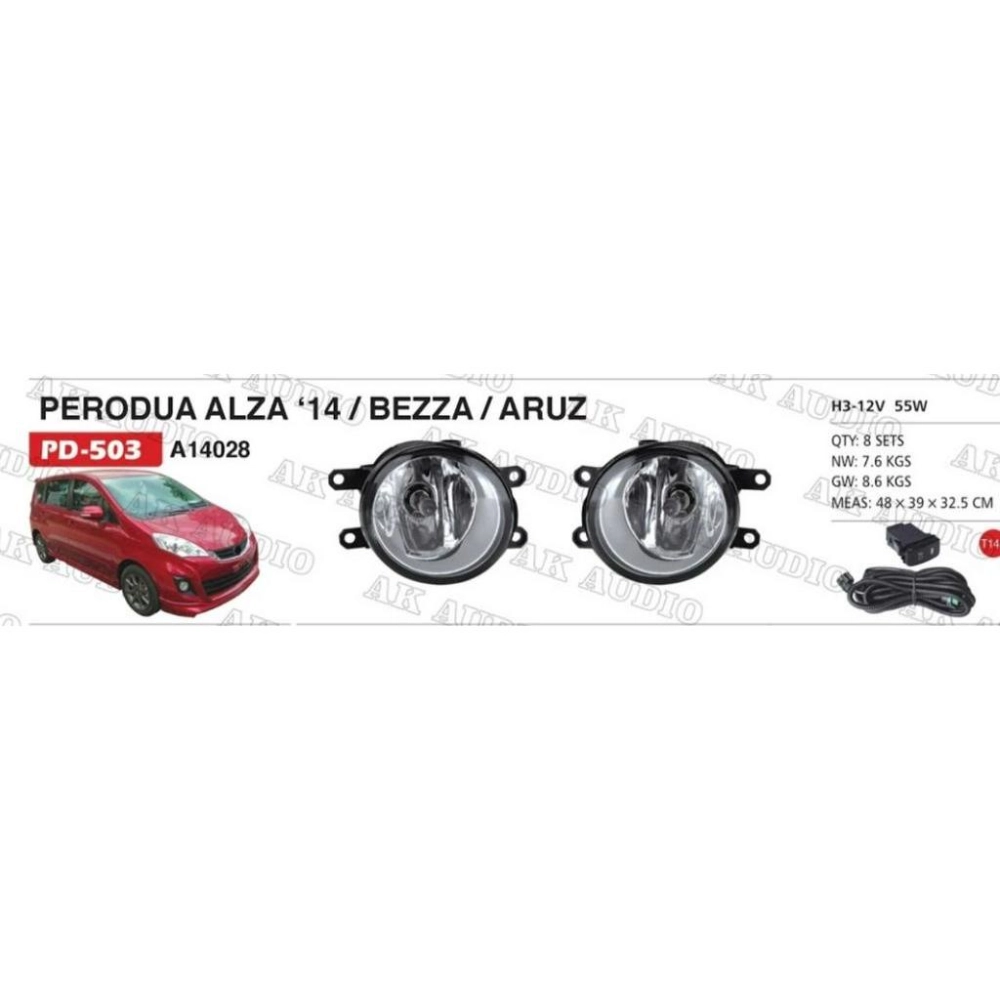 FOG LAMP PERODUA ALZA 2014 & BEZZA  FULL SET PD-503 - A14028