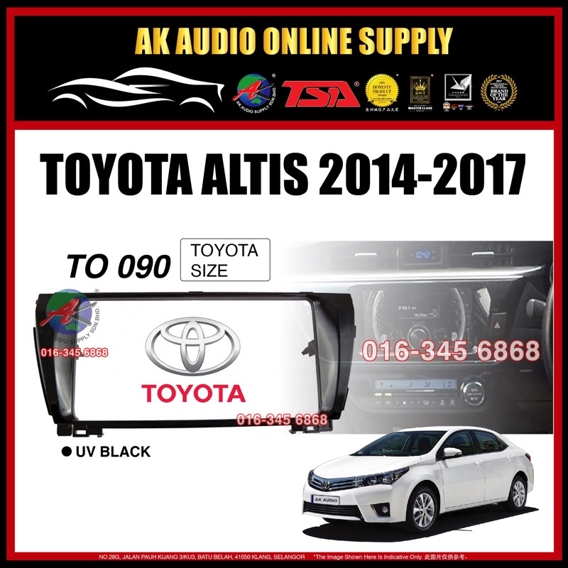 Toyota Altis 2014 - 2017  ( TO-090 ) Toyota Size 7" Inch Player Casing