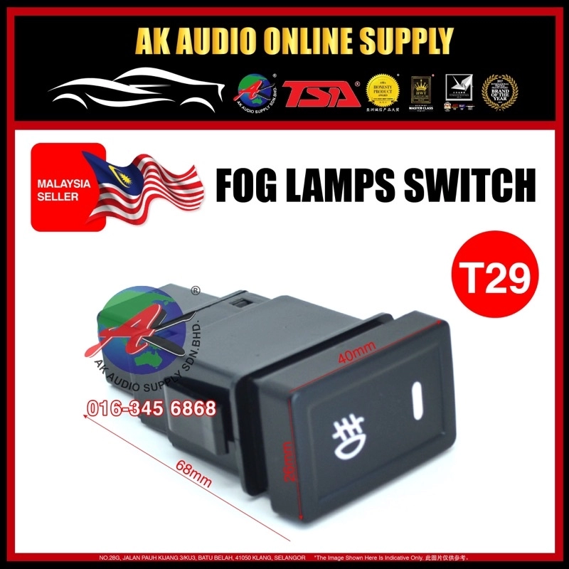 Suzuki Fog Lamp ( T29 ) Fog Light On/Off Switch Push Button DC12V Universal
