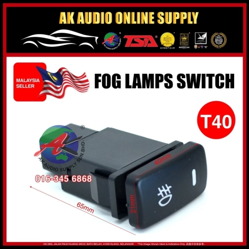 Toyota Wish / Perodua Axia Fog Lamp ( T40 ) Fog Light On/Off Switch Push Button DC12V Universal