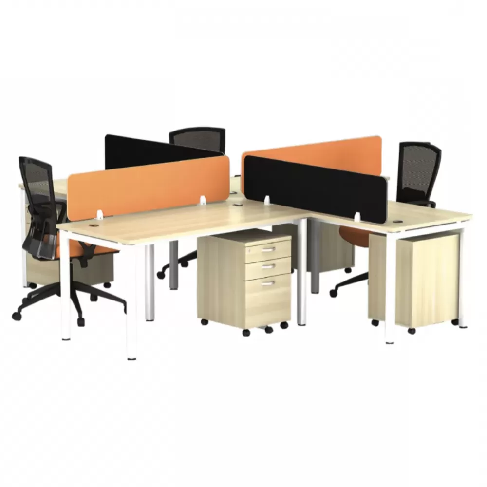  4 Workspace Office Desk Table Workstation with Partition | Office Table Penang