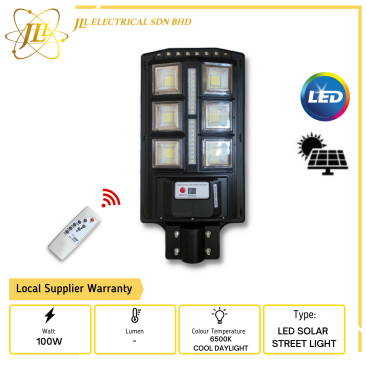 JLUX AS101 100W 120D 6500K COOL DAYLIGHT LED SOLAR STREETLIGHT C/W REMOTE CONTROL EXCLUDE POLE