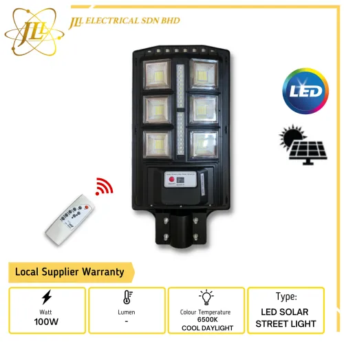 JLUX AS101 100W 120D 6500K COOL DAYLIGHT LED SOLAR STREETLIGHT C/W REMOTE CONTROL EXCLUDE POLE 