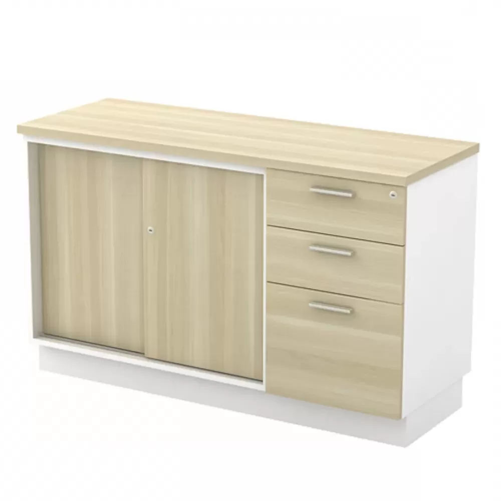 VS Sliding Door Cabinet + Fixed Pedestal 2Drawer1Filling Office Furniture Penang