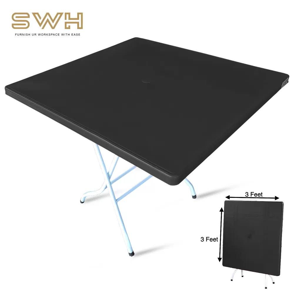 Best Perabot Asrama Black Banquet Plastic Table 3x3 feet | Foldable Plastic Table | Meja Plastik Lipat Kenduri Murah