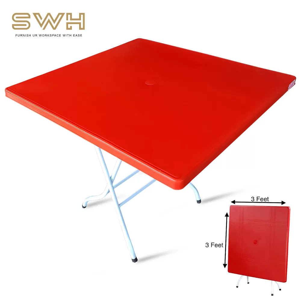 Best Perabot Asrama Red Banquet Plastic Table 3x3 feet | Foldable Plastic Table | Meja Plastik Lipat Kenduri Murah