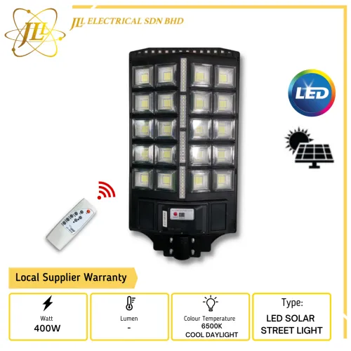 JLUX AS101 400W 120D 6500K COOL DAYLIGHT LED SOLAR STREETLIGHT C/W REMOTE CONTROL EXCLUDE POLE 