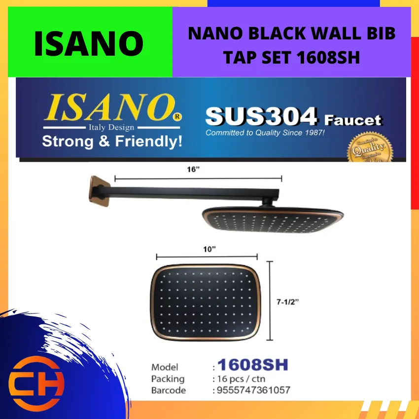 ISANO NANO BLACK WALL BIB TAP SET [1608SH]