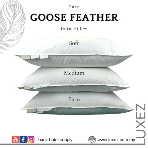 Luxez Goose Feather Hotel Pillow Soft Medium Firm - Luxez Sdn Bhd