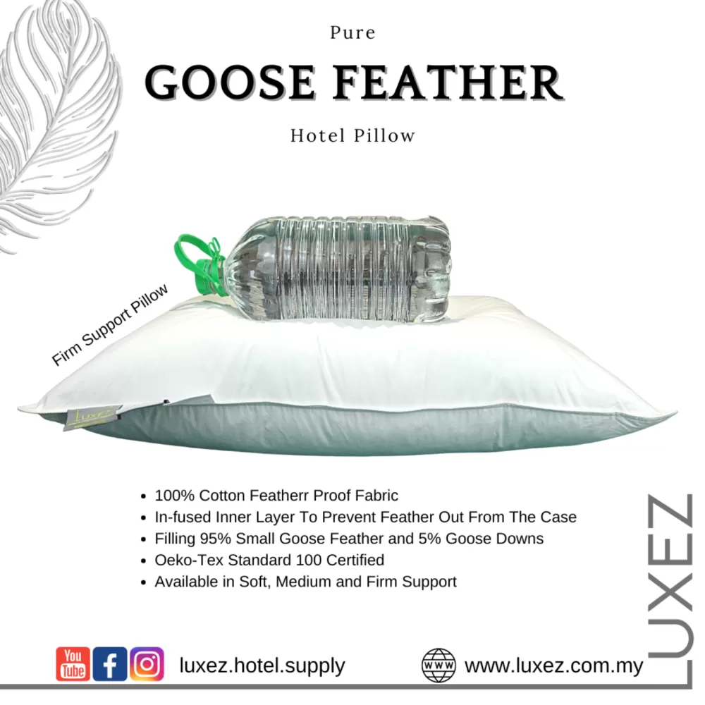 Luxez Goose Feather Hotel Pillow Soft Medium Firm