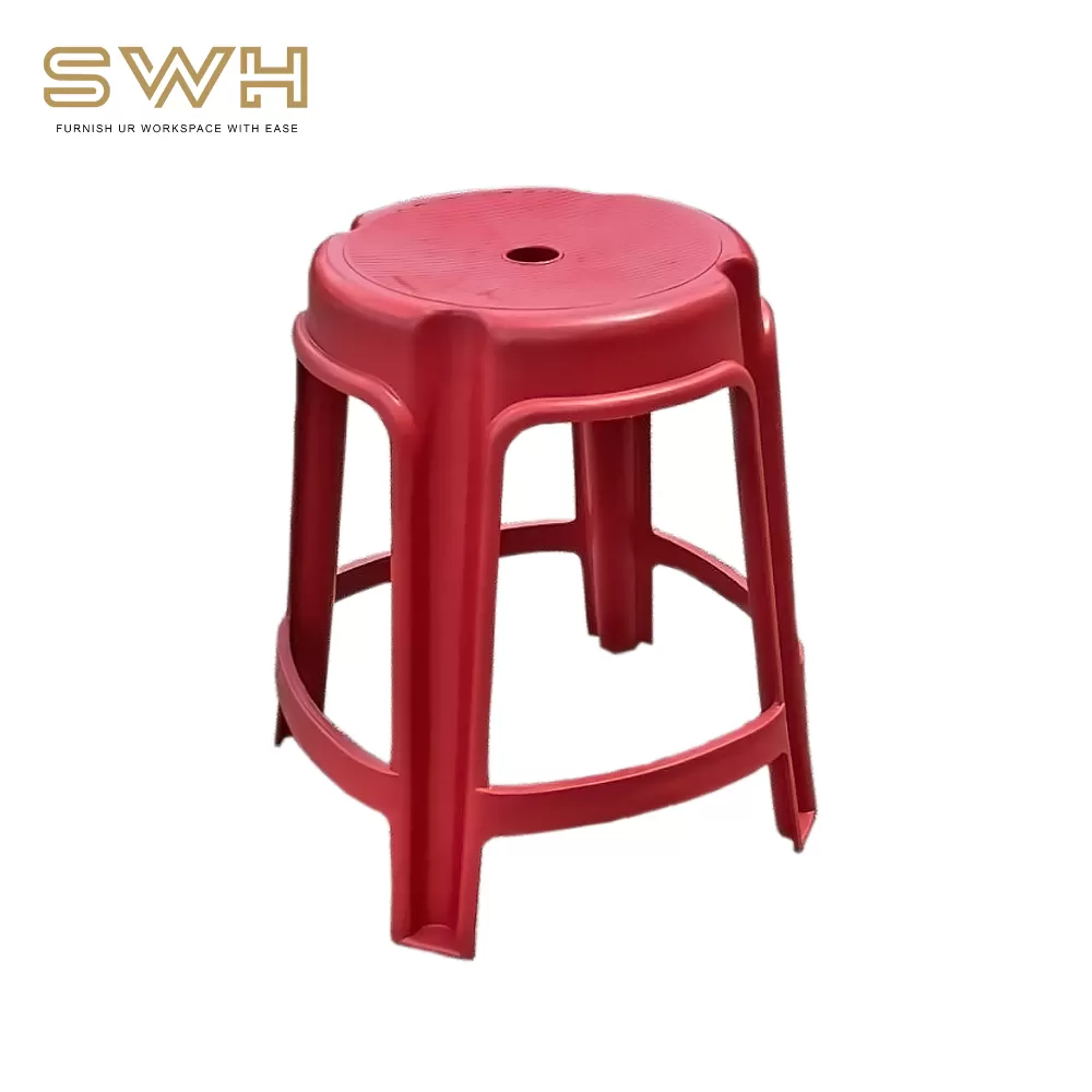 Red Round Plastic Chair Stool Kerusi Plastik Murah Penang