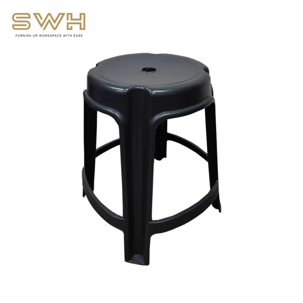 Black Round Plastic Chair Stool Kerusi Plastik Murah Penang