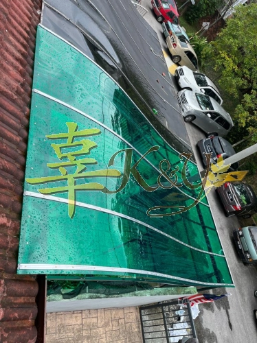 Mild Steel Polycarbonate Green Plane Colour(3mm)Skylight Awning -Frame Ms 1 1/2x 1 1/2(1.2)Hollow 