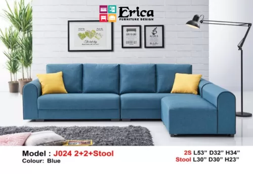 J024 2+2+STOOL FABRIC SOFA SET