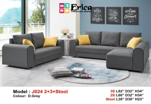 J024 2+3+STOOL FABRIC SOFA SET