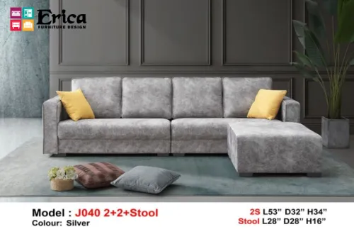 J040 2+2+STOOL FABRIC SOFA SET