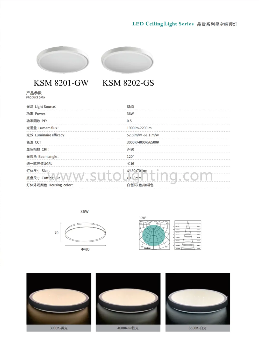 KOSOOM Galaxy Silver LED Ceiling Light 3C 36W-72W