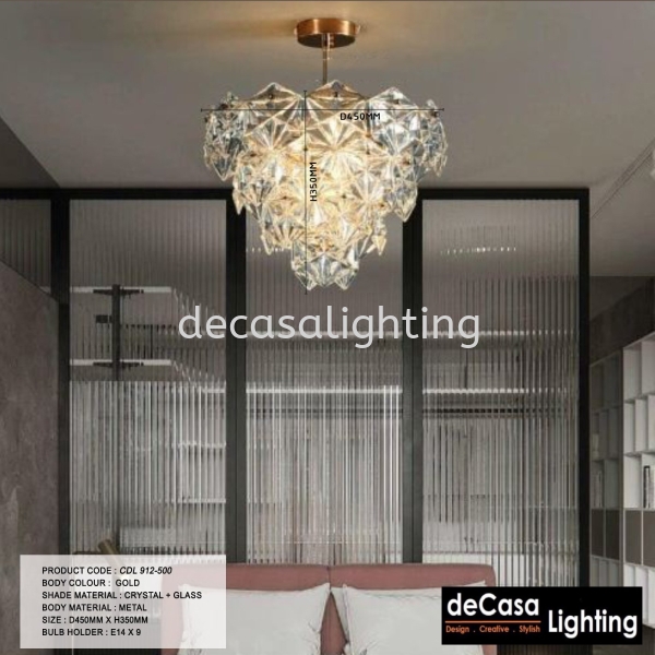 Crystal Ceiling Pendant Light CDL 912-500 Crystal Pendant Light  PENDANT LIGHT Selangor, Kuala Lumpur (KL), Puchong, Malaysia Supplier, Suppliers, Supply, Supplies | Decasa Lighting Sdn Bhd