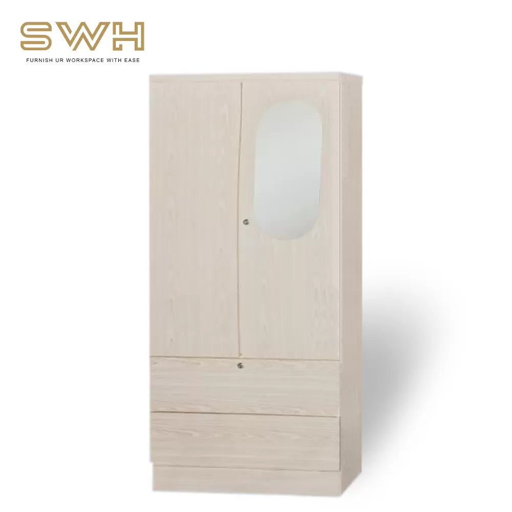 Wooden Wardrobe Locker With Mirror Murah
