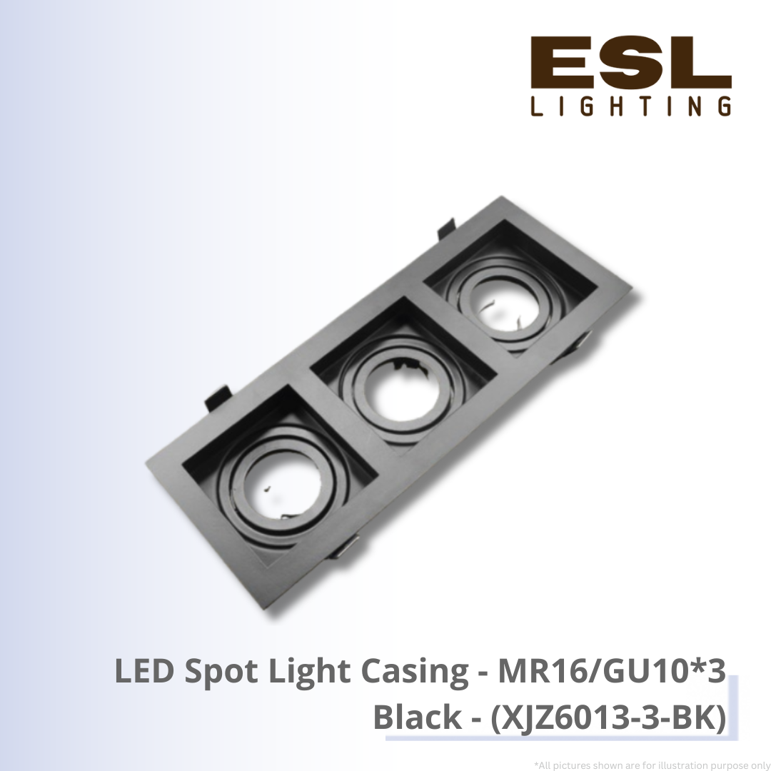 LED Spot Light Casing MR16/GU10*3 Black - XJZ6013-3-BK