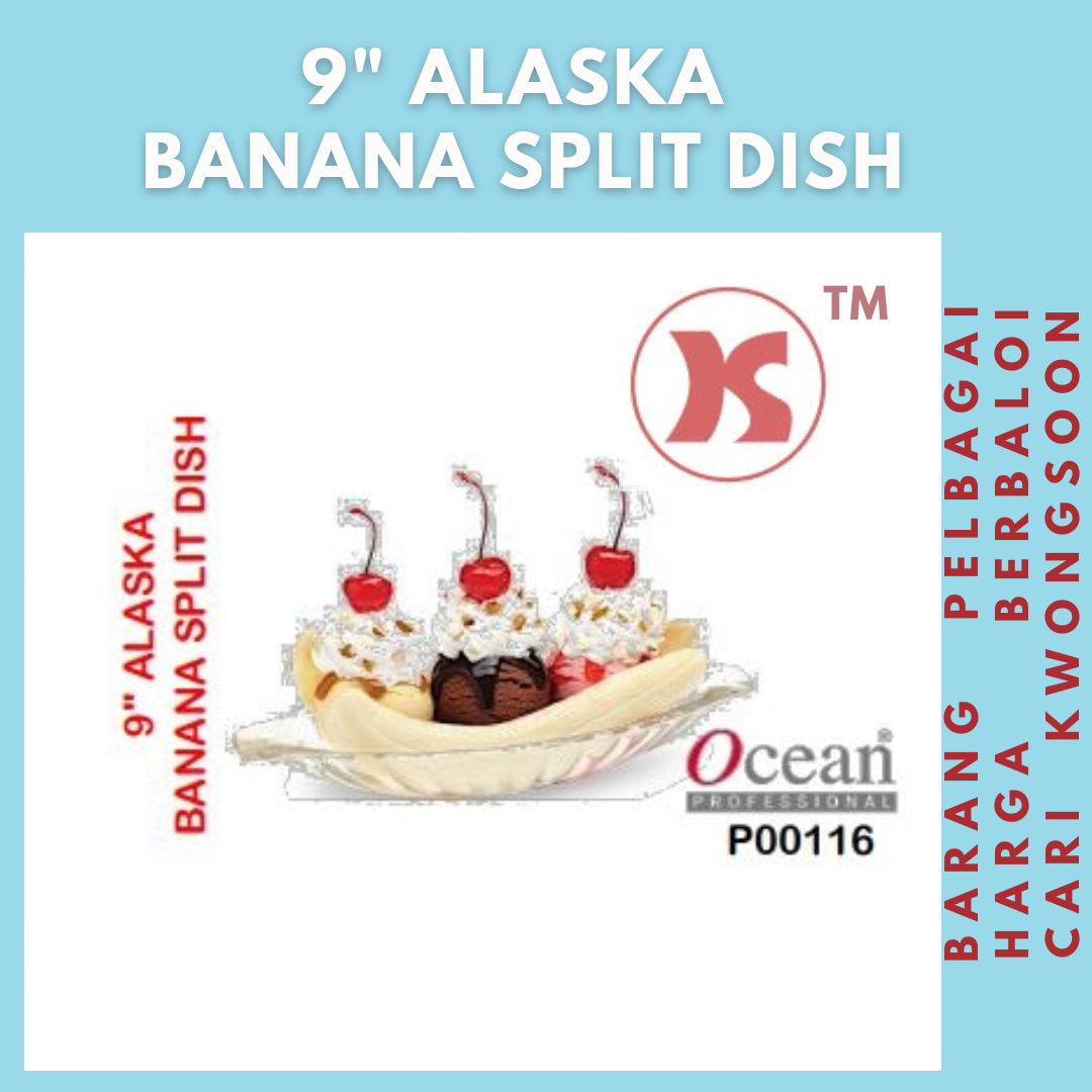 OCEAN GLASS 9" ALASKA BANANA SPLIT DISH