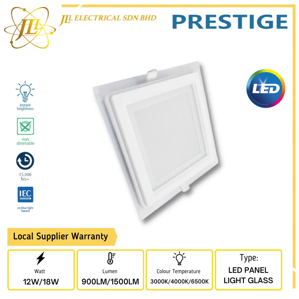 PRESTIGE 220-240V CRI80 SQUARE LED TROFFER PANEL LIGHT GLASS [12W/18W] [3000K/4000K/6500K]