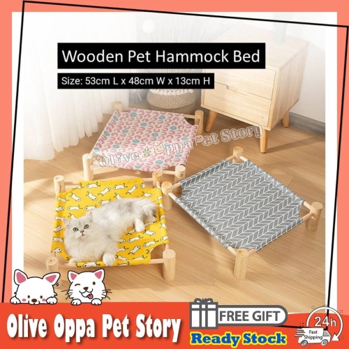 Wooden Pet Hammock Bed Washable Detachable Bed/Cat Bed/Dog Bed Detachable Katil Kucing
