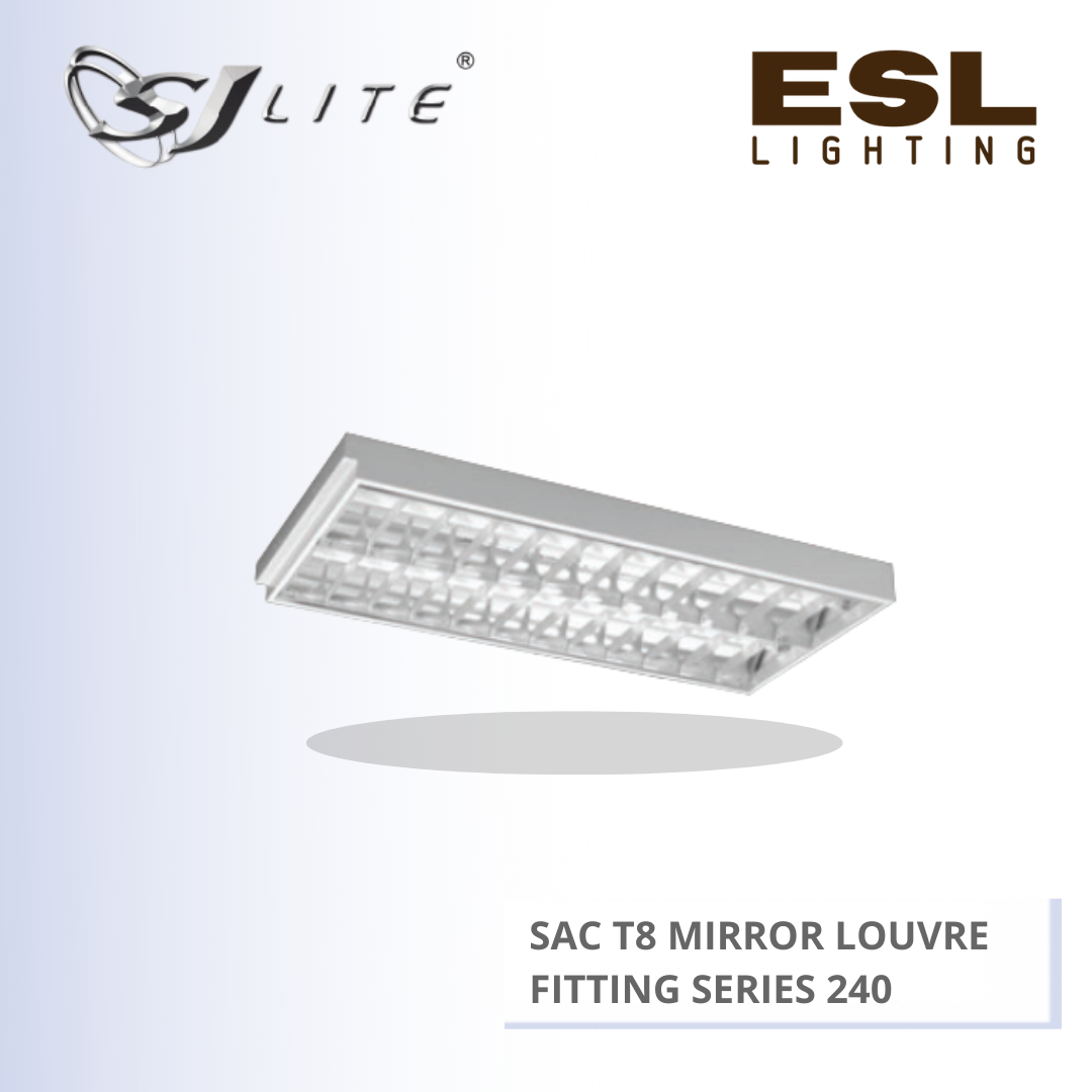 SJLITE METEOR LED SAC T8 MIRROR LOUVRE FITTING 240 SERIES SAC 2C 240 MOL
