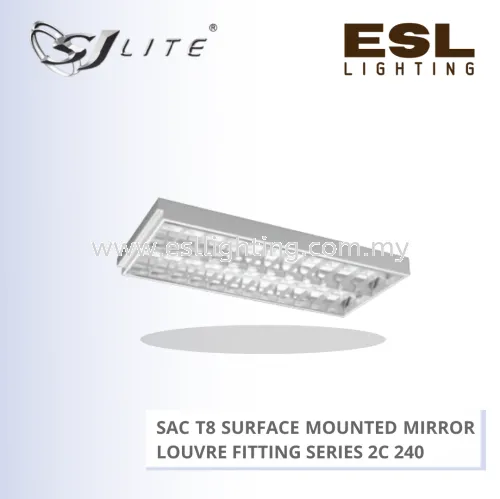 SJLITE METEOR LED SAC T8 SURFACE MOUNTED MIRROR LOUVRE FITTING 240 SERIES SAC 2C 240/S MOL