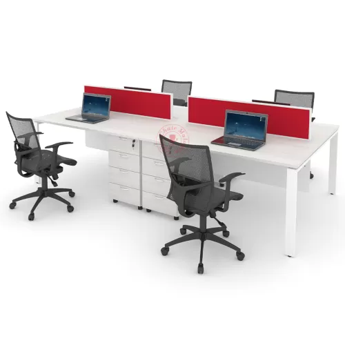 Rectangular Workstation Cluster of 4 / Office Table Workstation / Meja Pejabat Kerja / Meja office