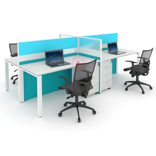 Rectangular Workstation Cluster of 4 / Office Table Workstation / Meja Pejabat Kerja / Meja office