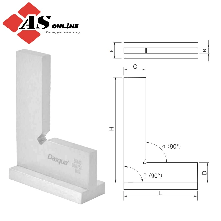 DASQUA 90° Flat Edge Square With Wide Base / Model: 9212-1125