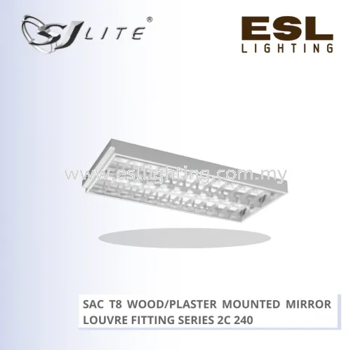 SJLITE METEOR LED SAC T8 WOOD/PLASTER MOUNTED MIRROR LOUVRE FITTING 240 SERIES SAC 2C 240/W MOL