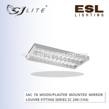 SJLITE METEOR LED SAC T8 WOOD/PLASTER MOUNTED MIRROR LOUVRE FITTING 240 SERIES SAC 2C 240/W MOL (1X4