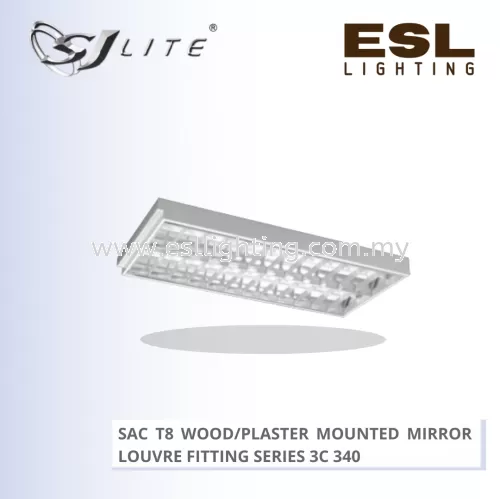 SJLITE METEOR LED SAC T8 WOOD/PLASTER MOUNTED MIRROR LOUVRE FITTING 340 SERIES SAC 3C 340/W MOL