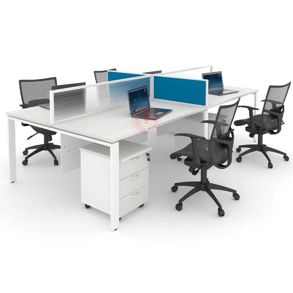 Rectangular Workstation Cluster of 4 / Office Table Workstation / Meja Pejabat Kerja / Meja office