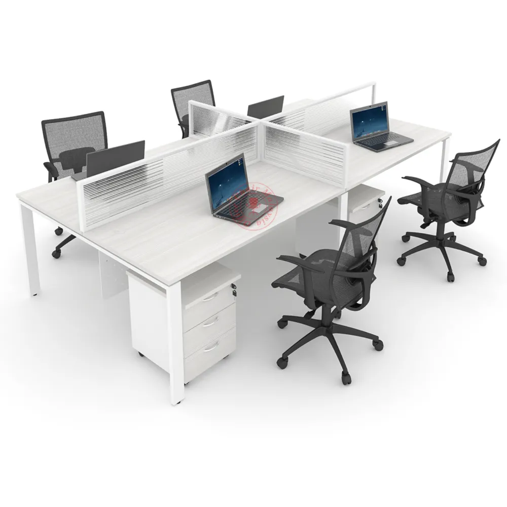 Rectangular Workstation Cluster of 4 / Office Table Workstation / Meja Pejabat Kerja / Meja office