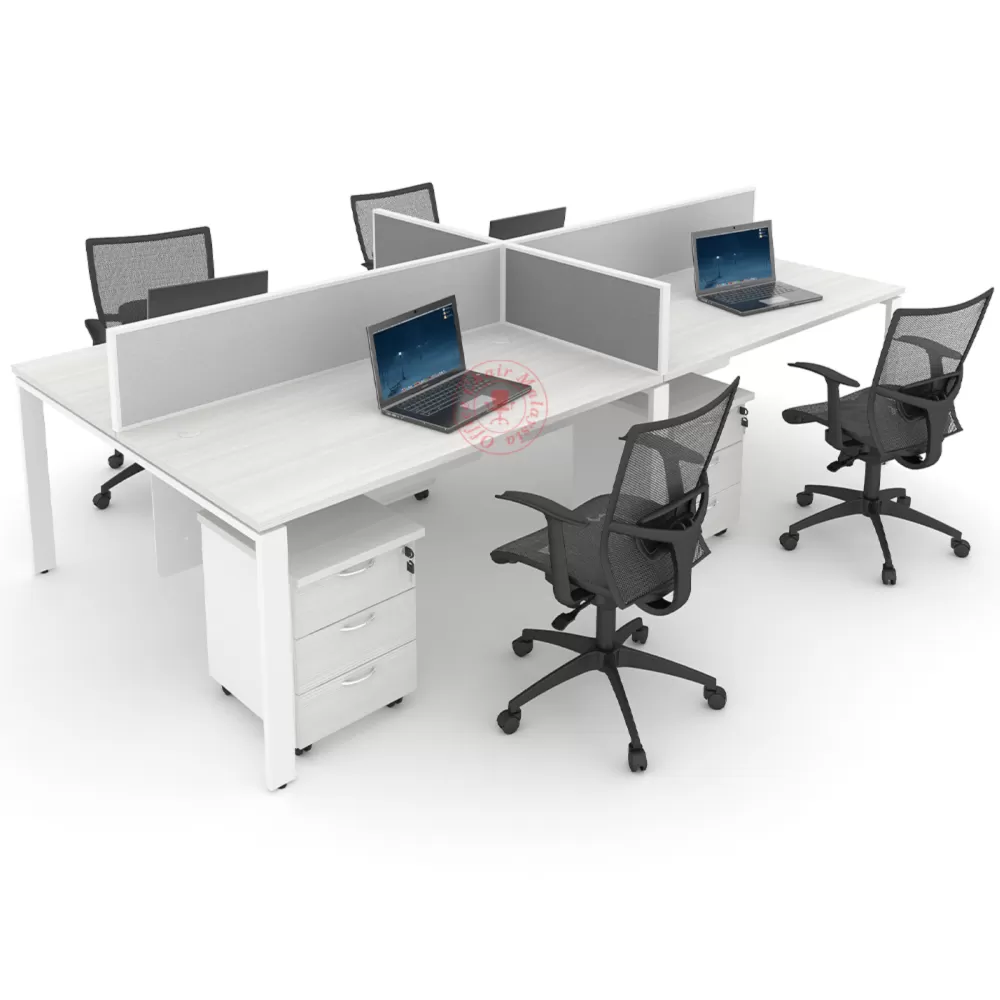 Rectangular Workstation Cluster of 4 / Office Table Workstation / Meja Pejabat Kerja / Meja office