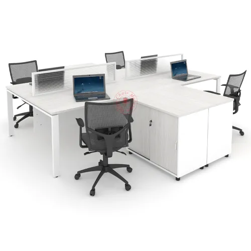 Rectangular Workstation Cluster of 4 / Office Table Workstation / Meja Pejabat Kerja / Meja office