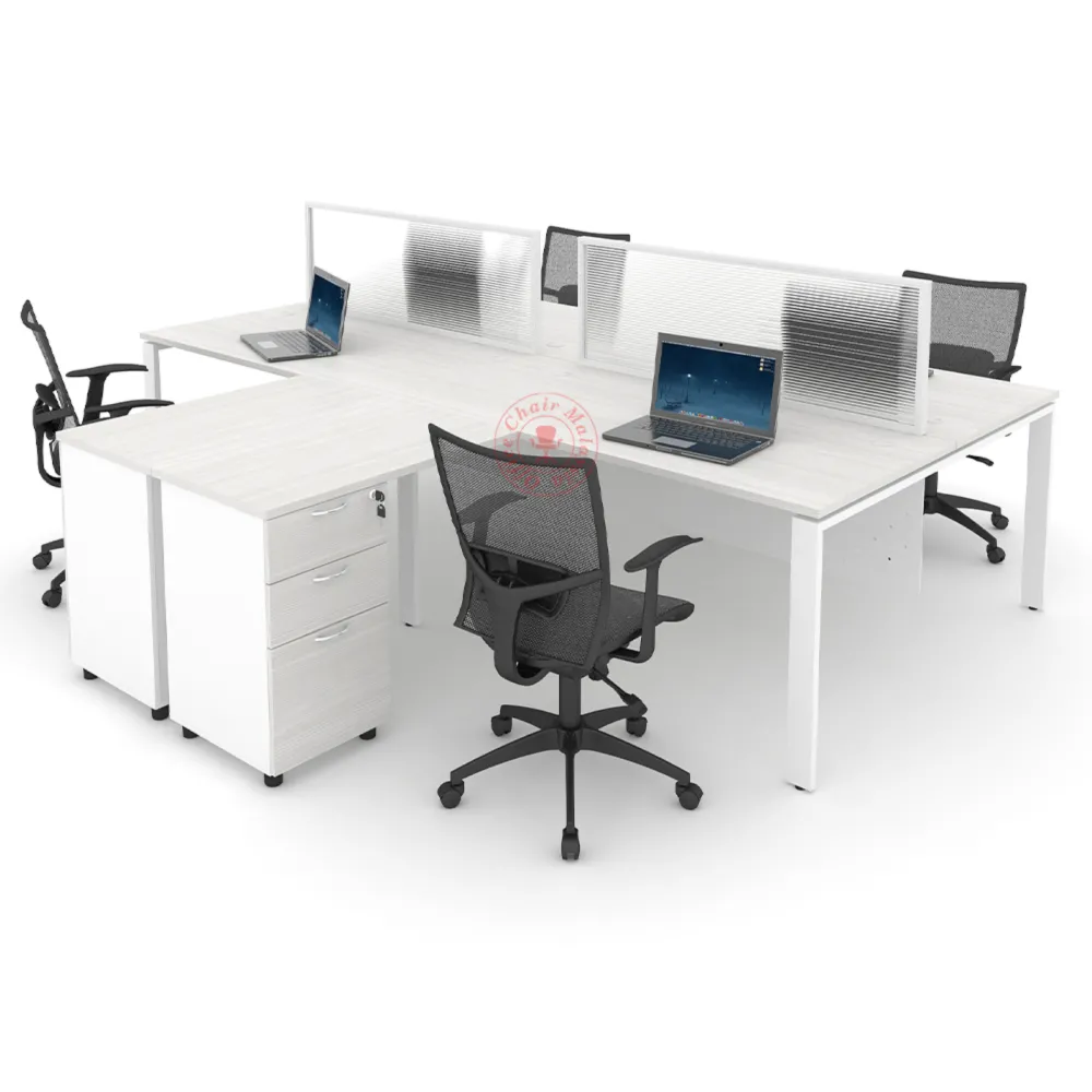 Rectangular Workstation Cluster of 4 / Office Table Workstation / Meja Pejabat Kerja / Meja office