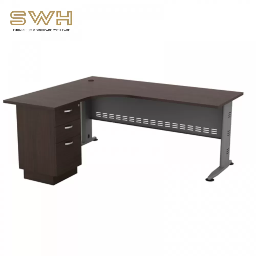 L-Shape Executive Office Table With Fixed Pedestal 2Drawer1Filling | Office Table Penang