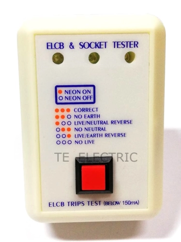 ELCB & SOCKET TESTER 13A 3PIN PLUG IN (BELOW 150mA)